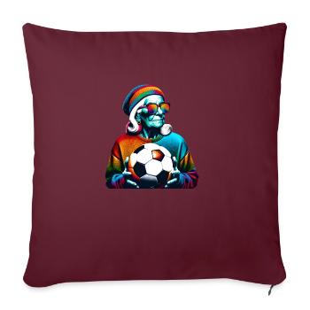 Alte Fußballdame bereit für den Spieltag! - Sofakissenbezug 45 x 45 cm - Burgunderrot - Vorne