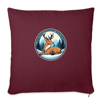 Dessin de Noël de renne - Housse de coussin décorative 45 x 45 cm - bordeaux - Devant