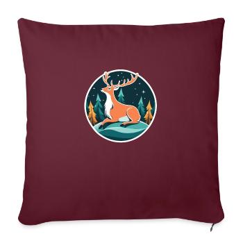 Dessin de Noël de renne - Housse de coussin décorative 45 x 45 cm - bordeaux - Devant