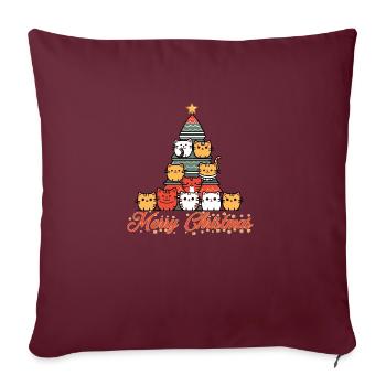 Arbre de Noël chats - Housse de coussin décorative 45 x 45 cm - bordeaux - Devant
