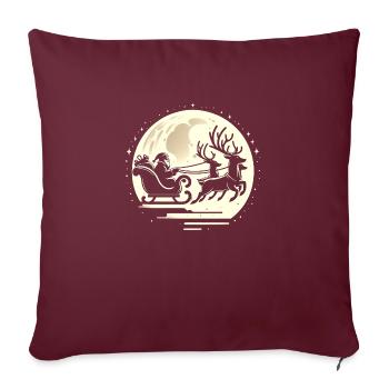 Promenade en traîneau du Père Noël au clair de lune - Housse de coussin décorative 45 x 45 cm - bordeaux - Devant