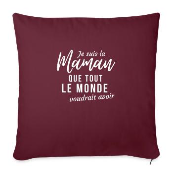 Maman que tout le monde - Housse de coussin décorative 45 x 45 cm - bordeaux - Devant