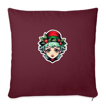 Illustration de Noël elfe - Housse de coussin décorative 45 x 45 cm - bordeaux - Devant