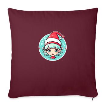 Illustration de Noël elfe - Housse de coussin décorative 45 x 45 cm - bordeaux - Devant