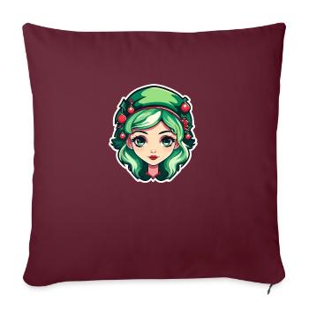 Illustration de Noël elfe - Housse de coussin décorative 45 x 45 cm - bordeaux - Devant
