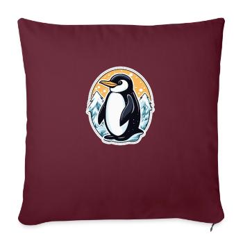 Illustration de Noël pingouin - Housse de coussin décorative 45 x 45 cm - bordeaux - Devant