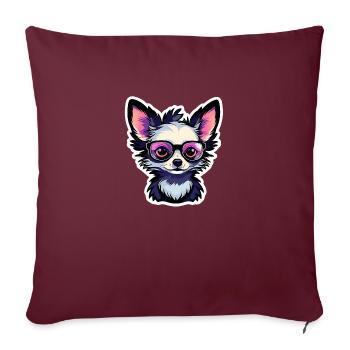 Dessin de chien Chihuahua - Housse de coussin décorative 45 x 45 cm - bordeaux - Devant