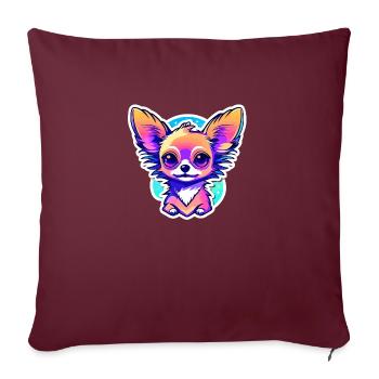 Dessin de chien Chihuahua - Housse de coussin décorative 45 x 45 cm - bordeaux - Devant