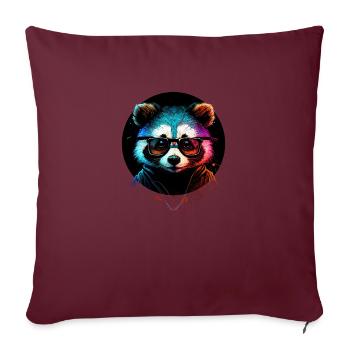 Raton laveur hipster - Housse de coussin décorative 45 x 45 cm - bordeaux - Devant