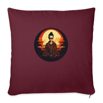 Moine bouddhiste féminin cool - Housse de coussin décorative 45 x 45 cm - bordeaux - Devant