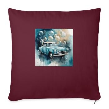 Altes Auto mit Seifenblasen in Aquarell. - Sofakissenbezug 45 x 45 cm - Burgunderrot - Vorne