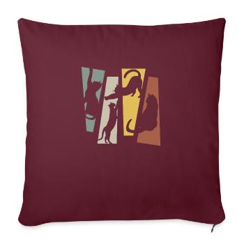 Vintage Retro Katze - Sofakissenbezug 45 x 45 cm - Burgunderrot - Vorne