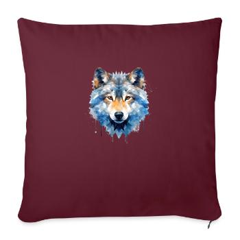 Geometrischer Wolf - Sofakissenbezug 45 x 45 cm - Burgunderrot - Vorne
