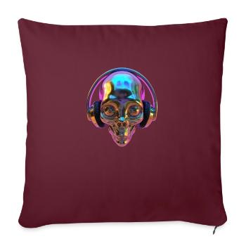 Tête extraterrestre chromatique avec casque - Housse de coussin décorative 45 x 45 cm - bordeaux - Devant