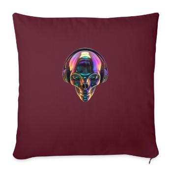 Tête extraterrestre chromatique avec casque - Housse de coussin décorative 45 x 45 cm - bordeaux - Devant