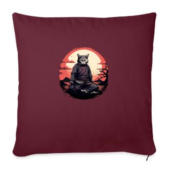 Katze Samurai - Sofakissenbezug 45 x 45 cm - Burgunderrot - Vorne