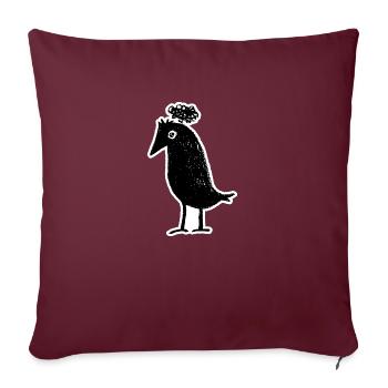 Corbeau pensif - Noir mignon - Housse de coussin décorative 45 x 45 cm - bordeaux - Devant
