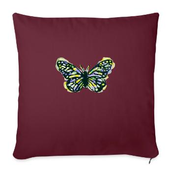 Papillon abstrait - style aquarelle mignon - Housse de coussin décorative 45 x 45 cm - bordeaux - Devant