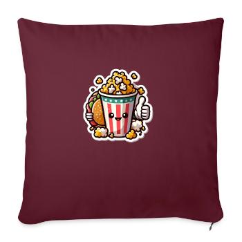 Happy Popcorn & Burger Sticker Design - Sofakissenbezug 45 x 45 cm - Burgunderrot - Vorne