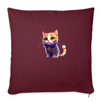 Chat - Housse de coussin décorative 45 x 45 cm - bordeaux - Devant