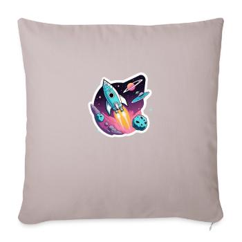 Fusée volant dans l’espace - Housse de coussin décorative 45 x 45 cm - taupe clair - Devant