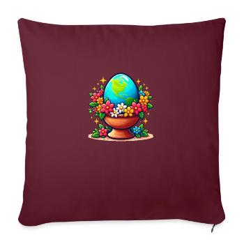 Le sol dans un pot à œufs avec des fleurs autour - Housse de coussin décorative 45 x 45 cm - bordeaux - Devant