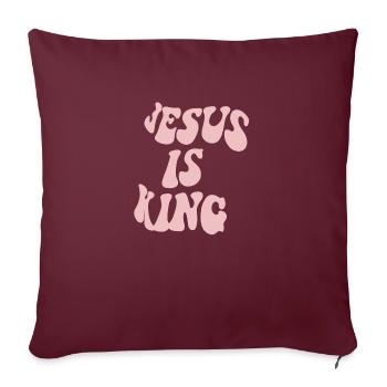 Jésus est Roi - Housse de coussin décorative 45 x 45 cm - bordeaux - Devant