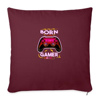 Conception de la manette de jeu : Né pour être un joueur - Housse de coussin décorative 45 x 45 cm - bordeaux - Devant