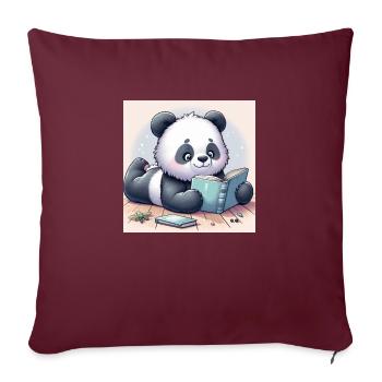 Livre Panda - Housse de coussin décorative 45 x 45 cm - bordeaux - Devant