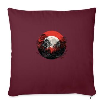 Nuit rouge dans la forêt - Housse de coussin décorative 45 x 45 cm - bordeaux - Devant