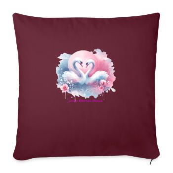 Swans of Serenade : Love s Eternal Dance - Housse de coussin décorative 45 x 45 cm - bordeaux - Devant
