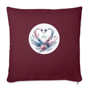 Cygne : L'amour tendre - Housse de coussin décorative 45 x 45 cm - bordeaux - Devant