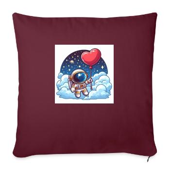 Astronaute ballon coeur - Housse de coussin décorative 45 x 45 cm - bordeaux - Devant