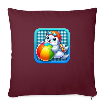 Joyeux plaisir du ballon de plage de phoque ! - Housse de coussin décorative 45 x 45 cm - bordeaux - Devant