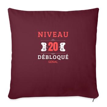 Niveau 20 Débloqué - Housse de coussin décorative 45 x 45 cm - bordeaux - Devant