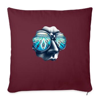 Focus du champion de natation - Housse de coussin décorative 45 x 45 cm - bordeaux - Devant