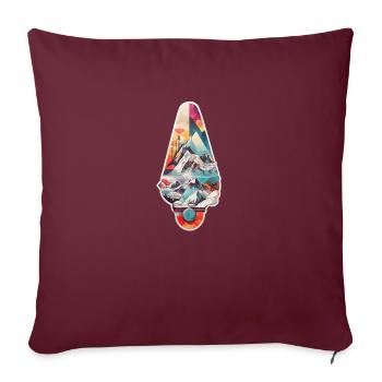 Snowboard with mountains and some geometric - Sofa pillowcase 17,3'' x 17,3'' (45 x 45 cm) - burgundy - Front