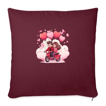 Lovers on scooter - Sofa pillowcase 17,3'' x 17,3'' (45 x 45 cm) - burgundy - Front