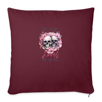 Tout de moi vous aime tous Squelettes de la Saint-Valentin - Housse de coussin décorative 45 x 45 cm - bordeaux - Devant