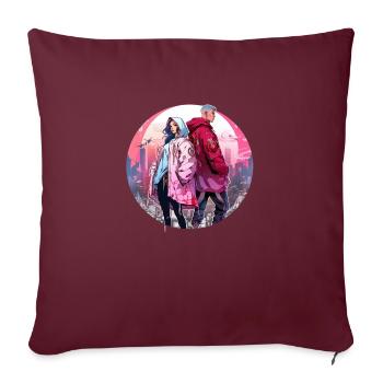 Urban Cyberpunk Couple - Sofa pillowcase 17,3'' x 17,3'' (45 x 45 cm) - burgundy - Front