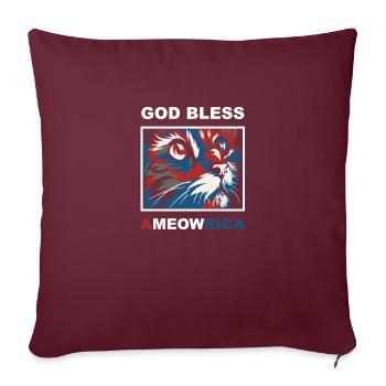 Drôle patriotique drapeau américain Dieu bénisse Ameowrica - Housse de coussin décorative 45 x 45 cm - bordeaux - Devant
