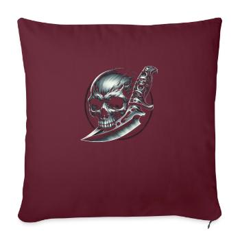 Ewiger Verteidiger: Totenkopf mit graviertem Messer - Sofakissenbezug 45 x 45 cm - Burgunderrot - Vorne