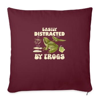 Facilement distrait par les grenouilles - Housse de coussin décorative 45 x 45 cm - bordeaux - Devant
