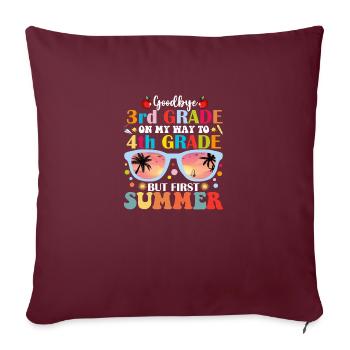 Au revoir la 3e année Bonjour la 4e année mais le premier été - Housse de coussin décorative 45 x 45 cm - bordeaux - Devant