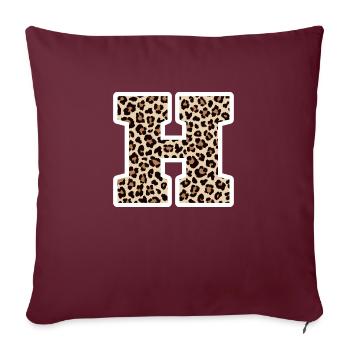 lettre H motif léopard -idée cadeau d’anniversaire - Housse de coussin décorative 45 x 45 cm - bordeaux - Devant