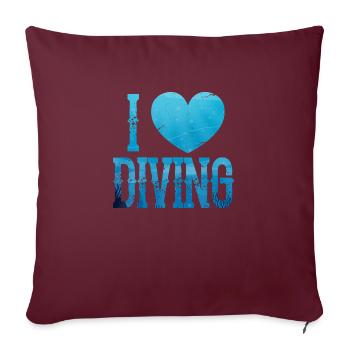 J’aime la plongée sous-marine Océan Explorateur sous-marin - Housse de coussin décorative 45 x 45 cm - bordeaux - Devant