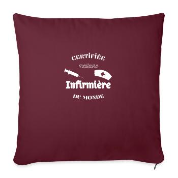 Certifiée Meilleure Infirmière du Monde - Housse de coussin décorative 45 x 45 cm - bordeaux - Devant