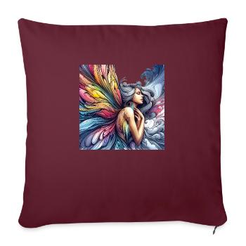 Ailes de la fée papillon - Housse de coussin décorative 45 x 45 cm - bordeaux - Devant