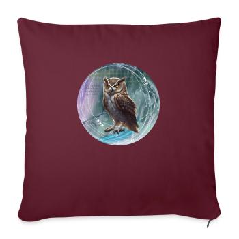 fabuleux hibou illustration fond magique - Housse de coussin décorative 45 x 45 cm - bordeaux - Devant