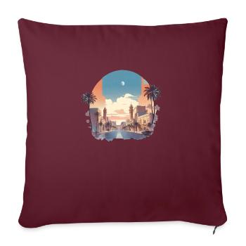 Minimalistisches Design einer arabischen Stadt - Sofakissenbezug 45 x 45 cm - Burgunderrot - Vorne